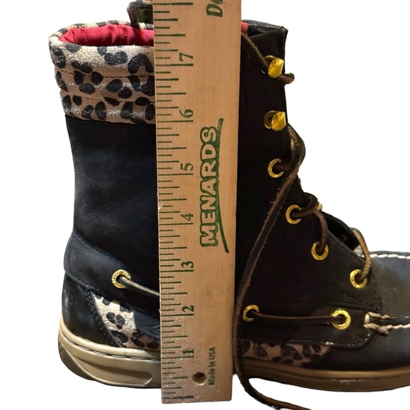 Sperry Hikerfish Black Leather Leopard Lace Up Boots Womens Size 7M 9531393 - Picture 12 of 12